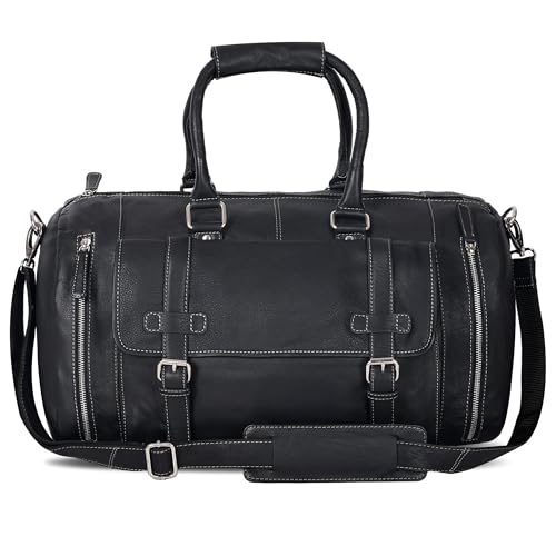 Genuine Leather Duffle Bag for Men | Vintage Weekender Travel Bag | Overnight Carry-On Luggage...