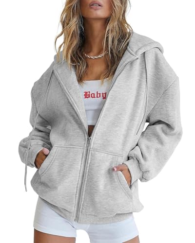 ATHMILE Womens Zip Up Hoodies Y2K Hoodies Long Sleeve Fall Oversized Sweatshirts Jacket with Pocket 2025 Winter Clothes