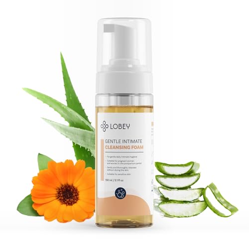 LOBEY Gel de ducha íntimo para mujer - Espuma de lavado íntima suave - Cuidado íntimo con aloe vera y corteza de roble - Adecuado para mujeres embarazadas y mujeres después del parto - Cosméticos