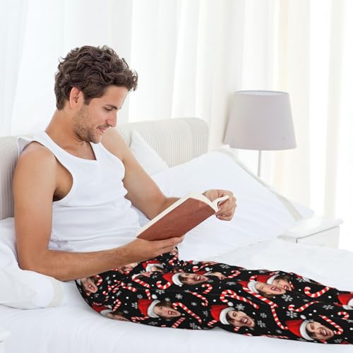 Custom Pajama Pants Funny Personalized Face Plaid Sleep Lounge Pants for Men Women PJ Bottoms Loose Fit Comfy Loungewear3