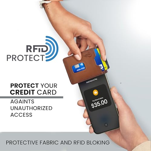 Pinelly-RFID Blocking Card Holder for Men, Ethical leather, Minimalist Design, Card Holder, Slim Wallet, (Brown, Measures: 2.95 x 3.93 x 0.43 inches)4