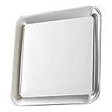 Bandeja de Acero Inoxidable, Plato Cuadrado para Servir y Decorar, Platos Espejados para Acampar, Barbacoa, Fiesta, Buffet, Servir Aperitivos(23x23cm)