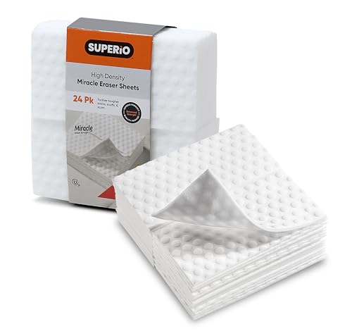Image of Superio High Density Miracle Eraser Sheets - 48 Count - Extra Durable Cleaning Pads with Convex Dots for Heavy Duty Cleaning