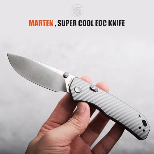 Image of Vosteed Marten Pocket Knife, 2.98 inch 154CM Blade, Top Liner Lock, Micro Milling + Particle Anodized Aluminum Handle, EDC Folding Knives for Men & Women's Gifts - A1601