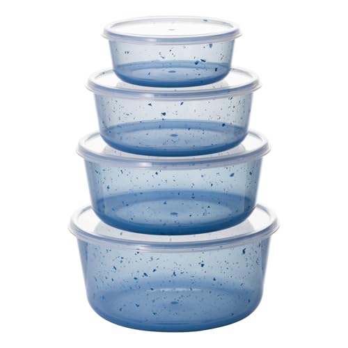 Mage Crab 4Pcs stackable Plastic Bowls with Lids Set for Kitchen Safe BPA Free Non Toxic Serving Bowl Bowls small