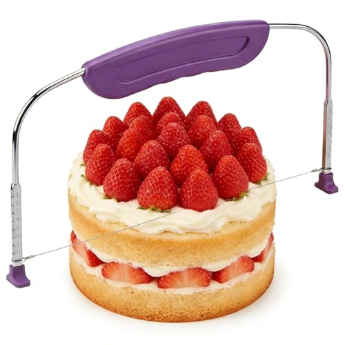 YANAJIAJIA 10 Inch Cake Leveler Tools with Adjustable Stainless Steel Wires Purple 27CM Professional Cake Slicer and Cake Cutter for Even Layers Cake Leveller for Baking Maintenance Accessory
