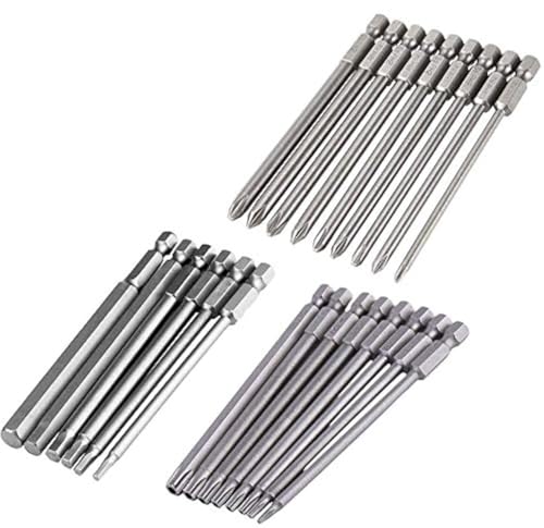 Yakamoz 23Pcs Long Magnetic Screwdriver Bit Set Drill Screw Driver Power Tools Kit | 8pcs Torx Security, 9pcs Cross Phillips, 6pcs Hexagon Hex Head | Quick Change 1/4-Inch Hex Shank | 4-Inch Length