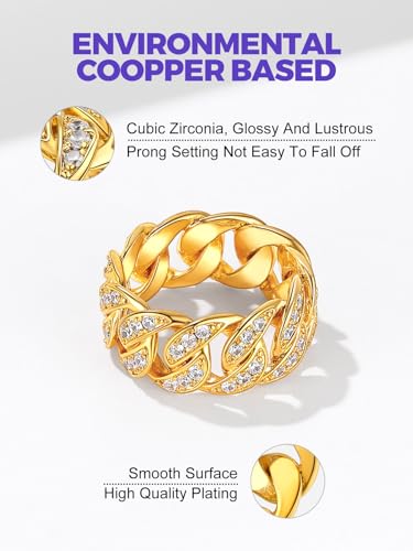 Richsteel Eternity Rings for Women Engagement Band Ring for Friend Cubic Zirconia Diamond Gold/Black Plated Copper Anniversary Rings Size 7 To 143