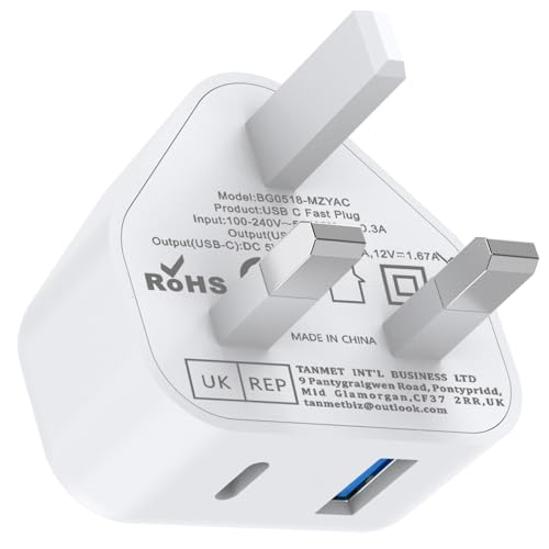 USB C Plug Fast Charger for New Apple iPhone 16e 16 Plus 16 Pro Max 15 14 13 12 11 SE/Watch/iPad 8 9 10 11th/Samsung S25/Google,25W Type C Charge Plug Adaptor UK USBC Port lightning Charging Wall Plug