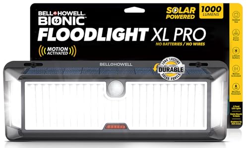 Bionic - Lámpara de pared XL PRO - Luces solares de movimiento para exteriores con cámara señuelo integrada, amplia cobertura de área 1000L, luz de pared impermeable, luces solares de seguridad, barra