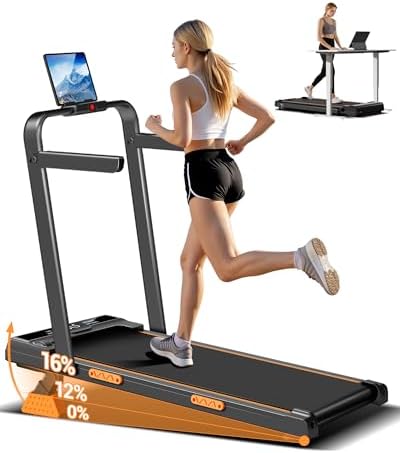 3 in 1 Walking Pad Treadmill with 16% Incline, Folding Treadmill ...