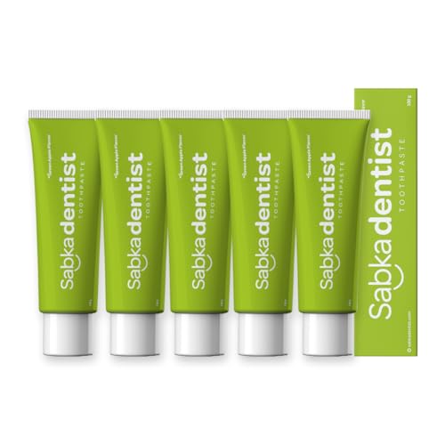 Image of Sabkadentist Toothpaste | Pack of 5 (5 x 100g) |Green Apple Flavoured | Spearmint Freshness | Natural | USFDA Approved | Calcium Infused