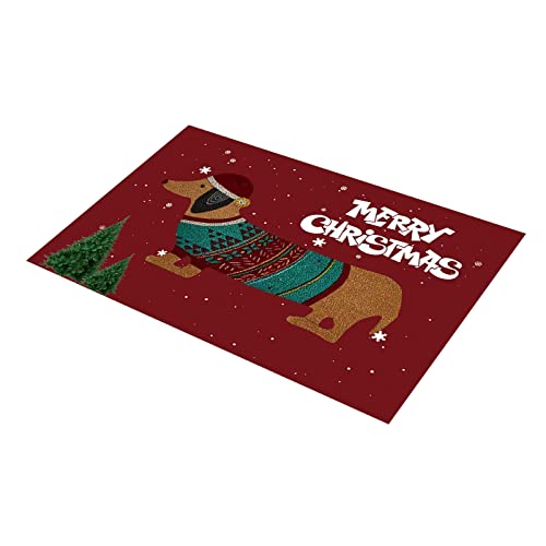 Christmas Door Mat Cute Dachshund Dog Outdoor Christmas Doormat