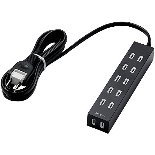 エレコム 電源タップ ホコリシャッター付 耐熱素材使用 flecc barra 6個口 2.0m ブラック T-NFL01-2620BK