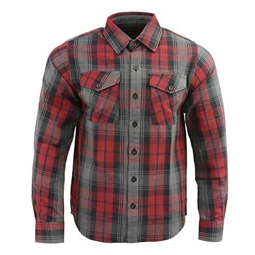 Milwaukee Leather MNG11652 Men's Black Grey and Red Long Sleeve Cotton Flannel Shirt4