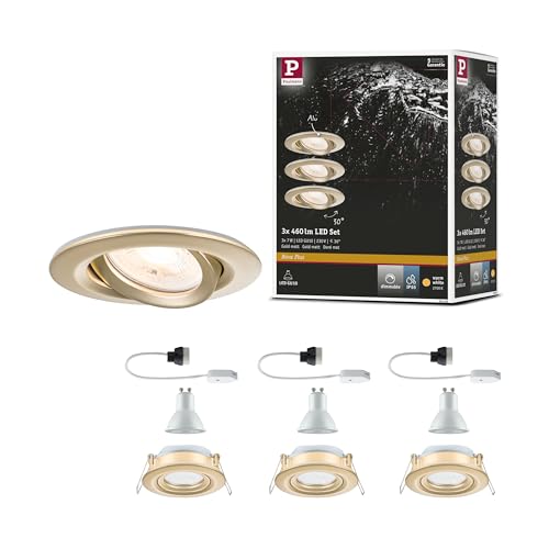 92408 Faretto da incasso LED Nova Plus IP65 rotondo 93 mm 30° GU10 3x6W 3x460lm 230V dimmerabile 2700K oro opaco