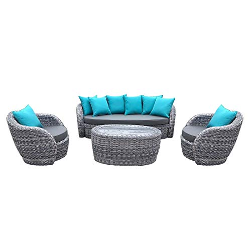 Preisvergleich Produktbild OUTLIV. Loungemöbel Outdoor Savai Sofagruppe 4-teilig Gefelcht / Polster Gartenlounge Outdoor Lounge Garten Terrasse Balkon