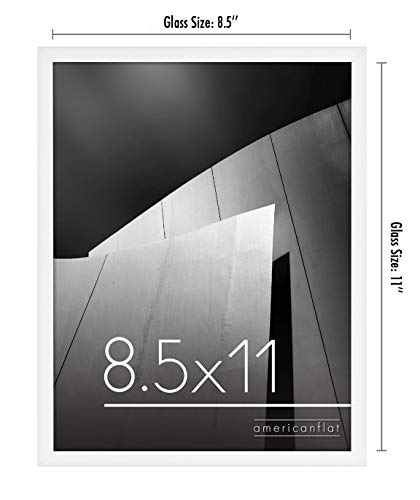 Americanflat 8.5x11 Picture Frame with Shatter-Resistant Glass - Streamline Collection - Thin Border Photo Frame for Tabletop and Wall Display - Hanging Hardware and Easel Stand Included - White