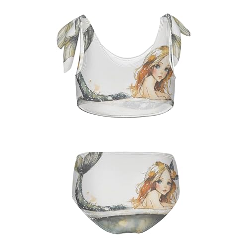 Watercolor Mermaid in Tub Girls Bikini Sets 2 Piece Swimsuits Bathing Suit Swimwear2