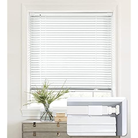 LazBlinds No Tools-No Drill 1" Aluminum Mini Blinds, Cordless Blinds for Windows, Light Filtering Horizontal Blinds and Shades for Window Size 30'' W x 64'' H, White Cover