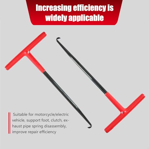 Image of 2 PCS Motorcycle Exhaust Spring Hook, 6.4 inch x 3.1 inch T-handle Exhaust Pipe Spring Disassembly and Assembly Hook, Spring Puller Disassembly Tool, Universal for Motorcycles and Off-road (Red)