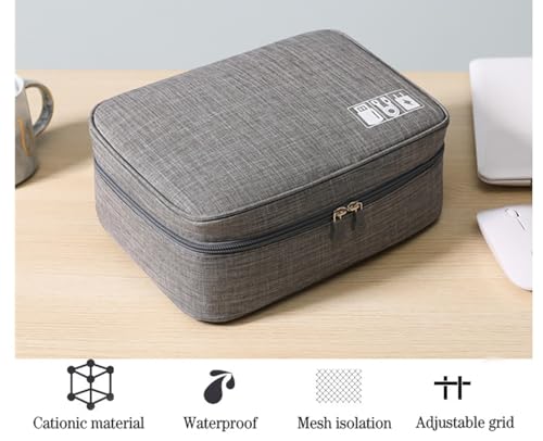 Electronics Organizer, Waterproof Portable Digital Storage Bag, Travel Cable Organizer Case-Grey