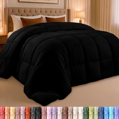 Image of Utopia Bedding Queen Comforter, Duvet Insert, Black, 88 x 88 Inches
