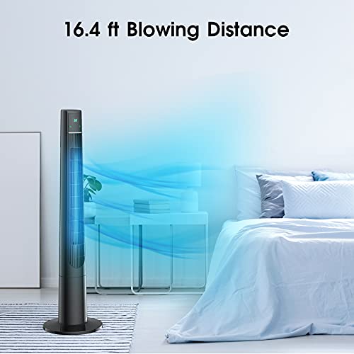 Tower Fan - 48 Inch Air Conditioner Fan, Oscillating Floor Fan with Remote Control, Quiet Fan with 3 Modes & 3 Speeds, Digital Timer LED Display Bladeless Cooling Fan Ideal for Home Bedroom Office - Thumbnail 5
