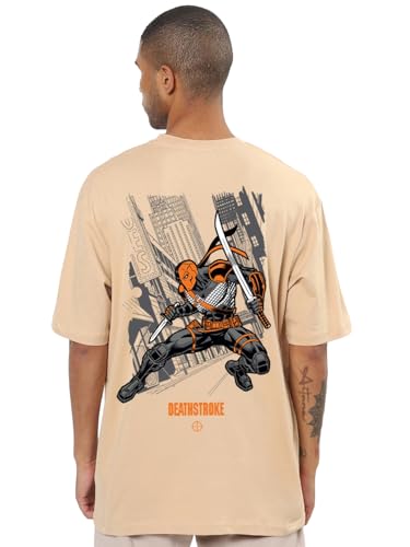 Image of Bewakoof Men's Cotton Graphic Print Oversized Fit Half Sleeve Round Neck T-Shirt | Casual Wear | Street Wear | Oversized t Shirt for Men Cotton | Baggy