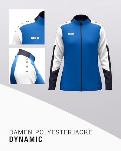 JAKO Damen Polyesterjacke Dynamic, royal/weiß/marine, XL – Ansicht 4