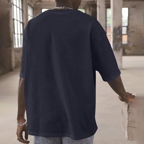 Men's T-Shirts Oversized Letter Printed Graphic Short Sleeve Tops Crewneck Solid Color Plain Basic Loose Summer Tees3