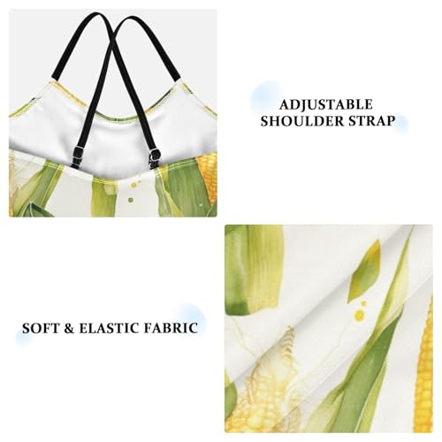 Corn Cobs Beautiful Exotic Watercolor Kids Girls 1-Piece Swimsuit Beach Swimwear with Adjustable Straps UPF 50+3