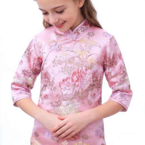 Vestido chino para niña Peony Rose Qipao rosa talla 16 miniatura 2
