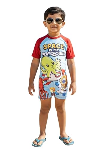 Image of KiddoPanti Boys & Girls Half Sleeve Mid Thigh Length Swim Suit