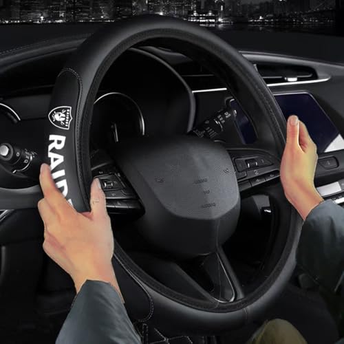 Sports Leather Steering Wheel Cover for Sports Fans Car Accessories, Universal Size fit for 14-15 Inch All Vehicle Steering Wheel Cover (A)