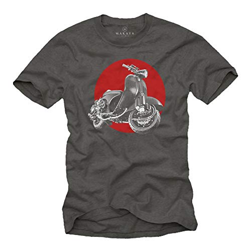 Makaya Retro Tshirt - Tuning Moto - Vintage Scooter Tee Shirt Homme Gris S