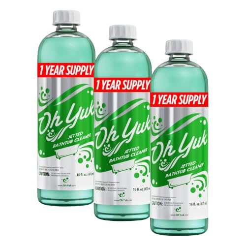 Image of Oh Yuk Jetted Tub Cleaner for Jacuzzis, Bathtubs, Whirlpools, The Most Effective Jetted Tub Cleaner, Septic Safe, 4 Cleanings per Bottle - 16 Ounces (Pack of 3)