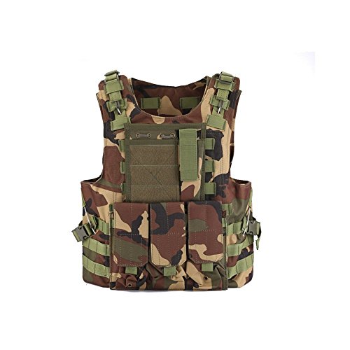 QMFIVE Gilet Militaire Tactique Chasse en Plein air Camping Randonnée Gilet de Jeu de Guerre (WC)