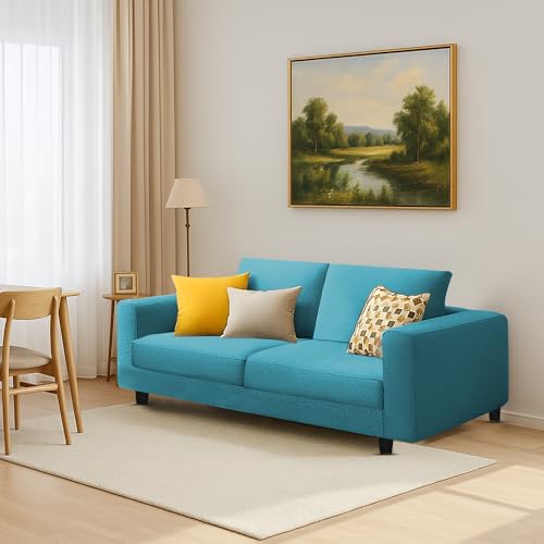 Image of Galib 2 Seater Sofa Set for Living Room (Turquise Fabric) Premium Fabric Sofa Set