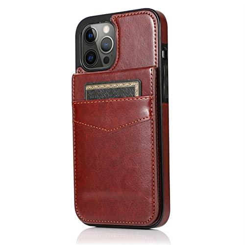 Housse de protection iPhone 15 Plus marron étui cuir avec support à rabat