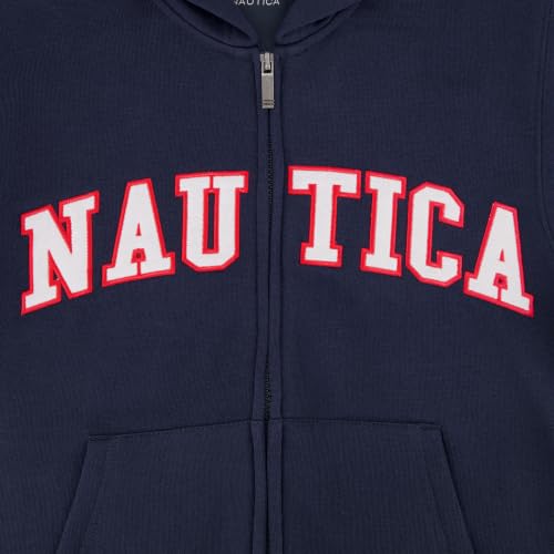 Image of Nautica Boys' Long Sleeve Fleece Full Zip Hoodie, Comfortable, Relaxed Fit