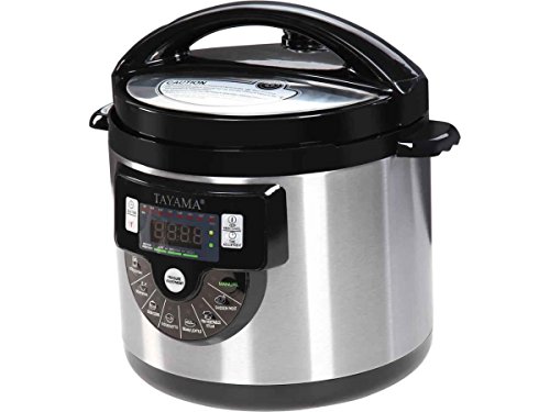 Tayama TMC-60SS Electric Pressure Cooker with Stainless Steel Pot 6 Quart, Medium, Black
