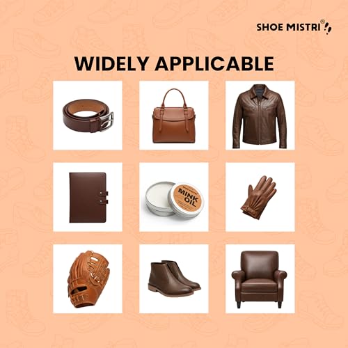 Image of Shoe mistri Mink Oil Leather Conditioner - 100g Waterproofing & Conditioning Balm for Shoes, Bags, Jackets & Accessories - Restores Shine, Prevents Cracks, Removes Mold, Repairs Scratches & Fading