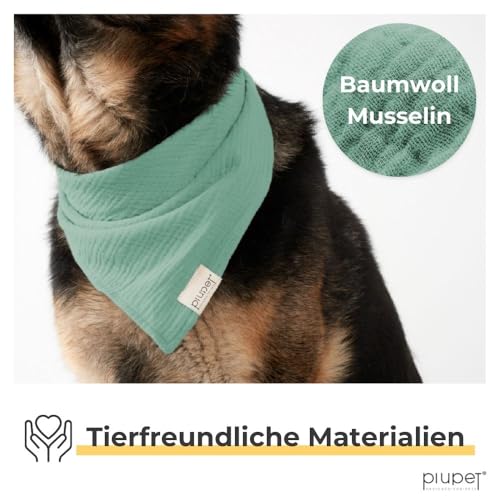 PiuPet® Hundehalstuch I 2er Set Hundehalstücher I Hundehalstuch große Hunde I Halstuch Hund I Stylisches Bandana große & kleine Hunde | Hundebekleidung & Zubehör I Blau/Türkis | (S) 58x40x40cm