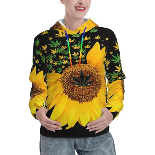 Sweat à capuche pour les journées d'automne avec motif tournesol et poche