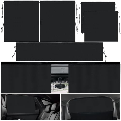 4PCS Car Privacy Curtains 1 Walk-Thru Rear Divider 2 Side Window Covers and 1 Tailgate Shade with Storage Bag Fits Most Cars SUVs UV Protection Sunshade Screen for Travel Camping Nap Sleeping