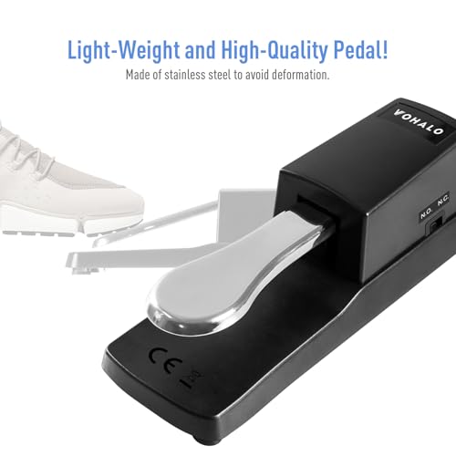 VOHALO Sustain Pedal for Keyboards, Universal Piano Foot Pedal with Polarity Switch for MIDI Keyboards, Digital Pianos, Electronic Keyboards, 6.6FT Extension Cable
