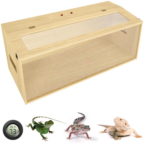 80 Gallon Reptile Terrarium, Large Snake Enclosure, Lizard and Leopard Gecko Tank With Openable Roof Door, Lockable Bearded Dragon Enclosure (Wooden, 48' L x 20' W x 20' H)