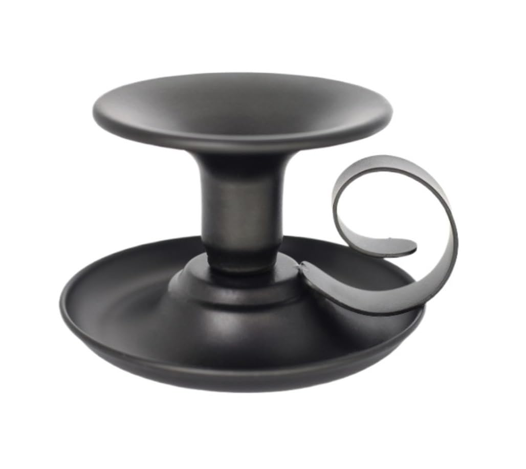 Candle Holder Stand Iron Taper Candle Holder Candlestick Holders Candlelight Stand With Handle Simple Ring Stick Sturdy(Black)