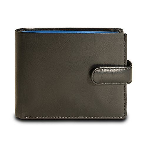 Visconti Parma PM-102 Mens Classic Bi-fold ID Wallet/Coin Pouch (Black/Cobalt)2